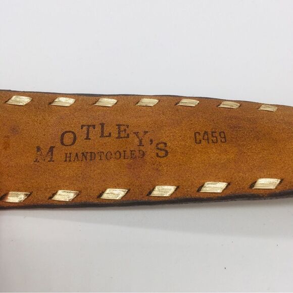 Vintage Motley’s Leather Hand Tooled Belt with US Marines Buckle - Picture 7 of 9